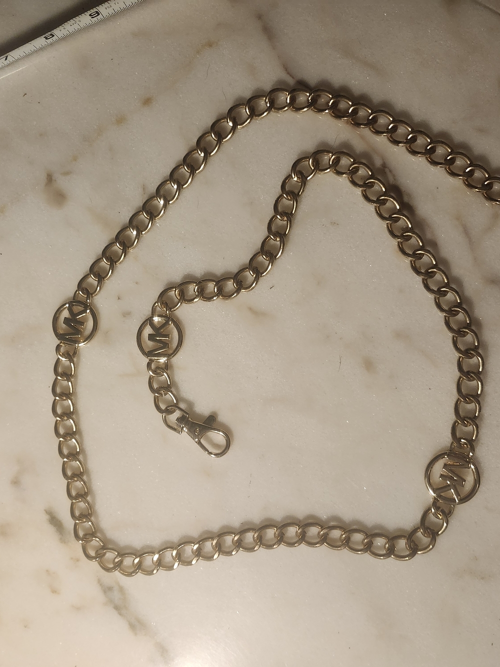Michael Kors Gold Chain Belt with MK Logo Links
